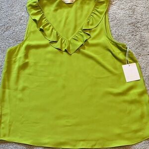 LC Lauren Conrad Ruffle Lime Green Top XL NWT